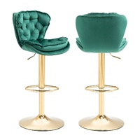 SERENITà Swivel Bar Stools Set of 2 Counter Height Barstools with Back Velvet Upholstered Adjustable Stool Chair Min Century Modern Bar Stool for Kitc