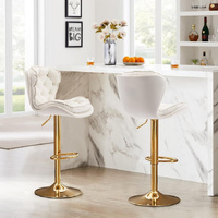 SERENITà Swivel Bar Stools Set of 2 Counter Height Barstools with Back Velvet Upholstered Adjustable Stool Chair Min Century Modern Bar Stool for Kitc
