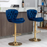 SERENITà Swivel Bar Stools Set of 2 Counter Height Barstools with Back Velvet Upholstered Adjustable Stool Chair Mid Century Modern Bar Stool for Kitc