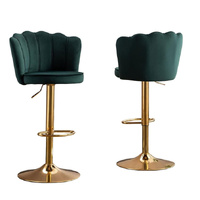 SERENITà Swivel Bar Stools Bar Height Set of 2 Adjustable Upholstered Counter Barstool Velvet Bar Chairs with Back/Gold Base for Kitchen Island/Bar/Ca