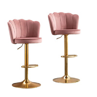SERENITà Swivel Bar Stools Bar Height Set of 2 Adjustable Upholstered Counter Barstool Velvet Bar Chairs with Back/Gold Base for Kitchen Island/Bar/Ca