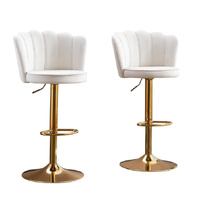 SERENITà Swivel Bar Stools Bar Height Set of 2 Adjustable Upholstered Counter Barstool Velvet Bar Chairs with Back/Gold Base for Kitchen Island/Bar/Ca