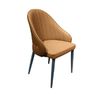 VELLUTO Dining Chairs Set Armchairs Mid Century Modern Kitchen Dining Room Chairs Faux Leather Accent Chairs Metal Vanity Lounge Chair with Back for L