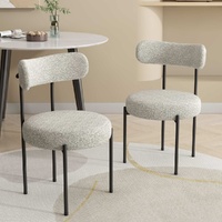 Luxe Boucle Cushioned Elsa Dining Chairs in White Quartz