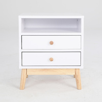 Bedside Table Side Storage Cabinet Nightstand Bedroom 2 Drawer ANYA - WHITE