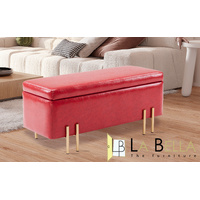 Storage Ottoman Stool Bench Seat 97cm PU Leather RED