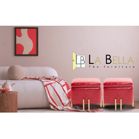 2X Storage Ottoman Foot Stool Cube Tuffet Seat 45cm PU Leather RED