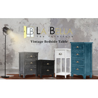 2X Bedside Table 3 Drawer Vintage Side Table Storage Cabinet Bedroom CLARA WHITE