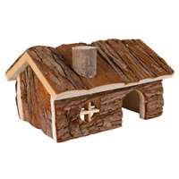 Natural Wooden Hamster Wooden House Small Pet Hideout with Chimney
