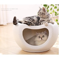 Cat Kitten Bed Cave Small Dog House Kennel Plastic Pet Pod Bedding Igloo White