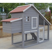 Grey Large Chicken Coop Rabbit Hutch Ferret Guinea Pig Cage Hen Chook Cat Kitten House