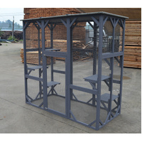 XXL Pet Cat Bird Shelter Condo with Escape Door Wooden Kitten Cage House