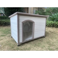 XL Timber Pet Dog Kennel House Puppy Wooden Timber Cabin With Stripe White