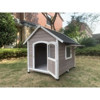 XL Timber Pet Dog Kennel House Puppy Wooden Timber Cabin With Door Grey