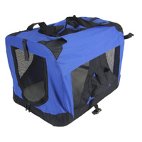 XL Portable Foldable Pet Dog Puppy Cat Soft Crate Cage-Blue