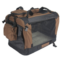 YES4PETS Medium Foldable Soft Dog Cat Puppy Rabbit Crate With Curtain-Brown