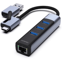 BENFEI 350GY 2-in-1 USB-C+USB 3.0 to RJ45 Gigabit Ethernet Port + 3-Port USB 3.0 HUB