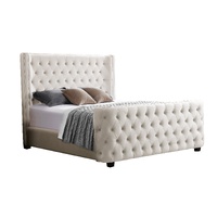 Milan Cream Velvet Tufted  Headboard and End board Bed Frame - Queen