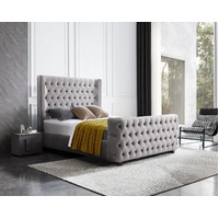 Milan Grey Velvet Tufted  Headboard and End board Bed Frame - Queen