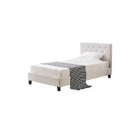 Winston Beige Velvet Tufted Bed - King Single