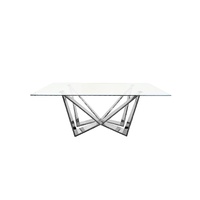 Roula Silver Dining Table  - Clear Glass - 240cm x 110cm