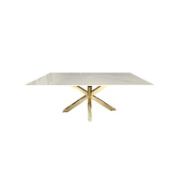 Miles Gold With White Marble Dining Table - 90cm x 180cm