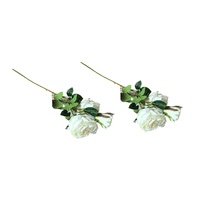 Artificial Rose Stems – Set of 2 Stems – 60cm with 3 Flowers Each - Off White