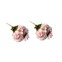 Artificial Bloomed Peony Bunch – Set of 2 Bunches – 45cm with 5 Flowers Each - Soft Pink