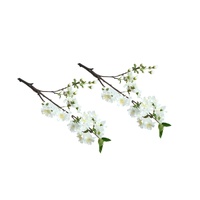 Artificial Single Stem Cherry Blossom 49cm -White - Set of 2 Bunch