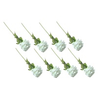 Artificial Single Stem Rose 50cm - White - Set of 8 Stems