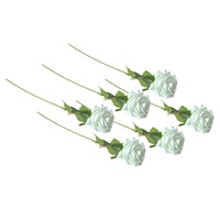 Artificial Single Stem Rose 64cm - White - Set of 6 Stems