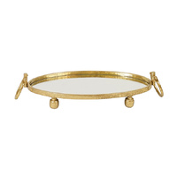 Eliza Mirror Tray with Handles - Oval - Gold