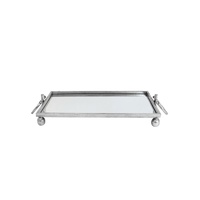Eliza Mirror Tray with Handles - Medium - Silver