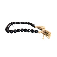 Large Bead Wooden Garland With Tassels - Black