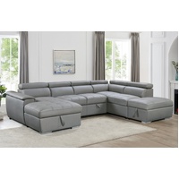 Plush Sleeper Modular Chaise Lounge - Light Grey