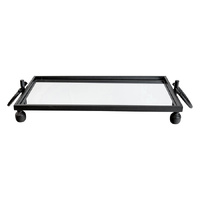 Eliza Small Rectangle Iron Mirror Tray with Handles - Black
