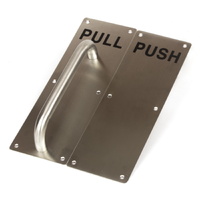 304 Stainless Steel  Commercial Door Pull Push Handle Plate Set for Bathrooms, Stairwell Fire Doors etc