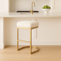Interior Ave - Royale Oatmeal Tweed Linen Kitchen Bar Stool