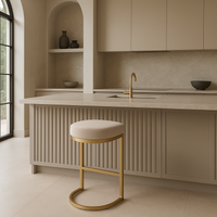 Interior Ave - Royale Light Taupe Velvet Kitchen Bar Stool