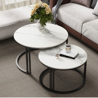 Interior Ave - Premier Nested Coffee Table Set - White Marble Stone
