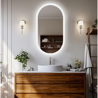 Interior Ave - LED Oval Frameless Salon / Bathroom Wall Mirror - 50 x 80cm