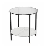 Cosmopolitan Two Tier Mix Side Table - Marble & Glass