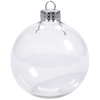 10 x Glass Bauble 8cm Diameter Round Clear with Silver Cap - table or tree centrepice personal memory theme craft gift