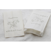 50 Pack Wedding Cake Bags Greaseproof Wax Paper Slice Take Home Favour Silver Doves