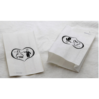 50 Pack Wedding Cake Bags Greaseproof Wax Paper Slice Take Home Favour Bride Groom in Heart