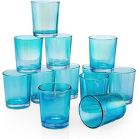 10 Pack Turquoise Glass Votive Tealight Candle Holders House Party Centerpiece Xmas Wedding Decor Glass Candlestick Party Decorations Bridal Baby Show