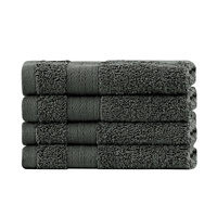 Bath Towel Set - 4 Piece Cotton Washcloths - Charcoal