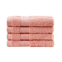 Bath Towel Set - 4 Piece Cotton Washcloths - Coral