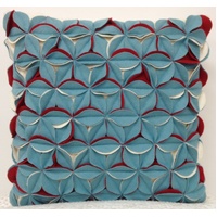 Amelie Aqua Blue & Red 3D Texture Cushion Cover