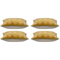 Pack of 4 Duffy Mustard and Grey Square Cushion Covers